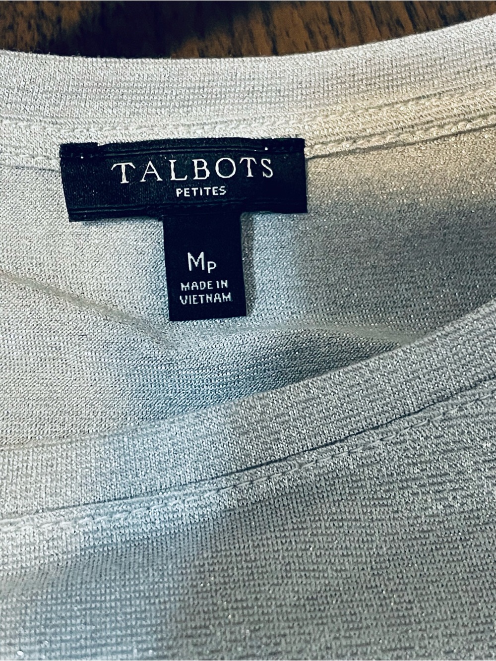 Talbots Silver Metallic Long-Sleeve Crewneck Top - Picture 3 of 6